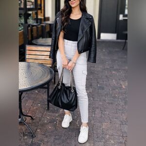 SPANX Stretch Twill Ankle Cargo Pants – Crystal Grey, Slim Fit, Shaping, Size 2X